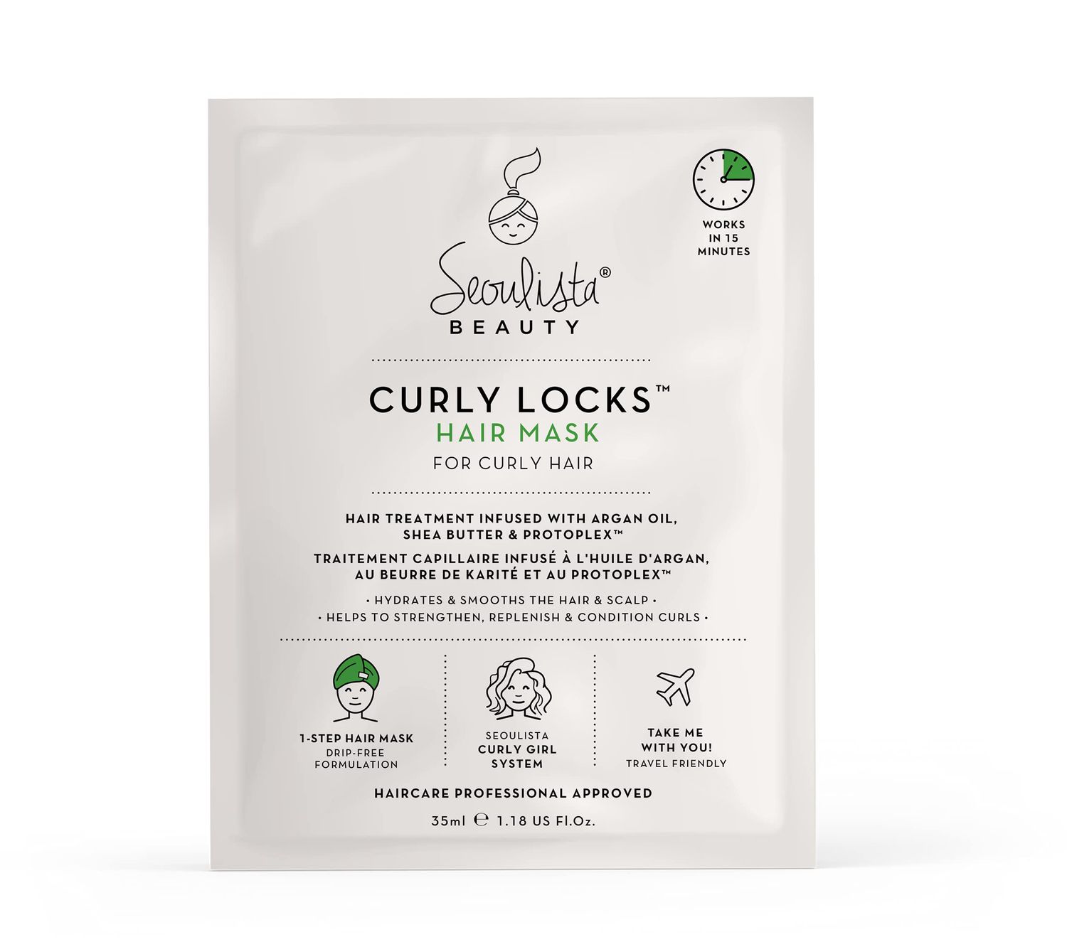 Seoulista Beauty Curly Locks Hair Mask - Curly, Wavy And Textured Hair Types Restore Moisture, Definition, And Shine To Curly Hair Beige
