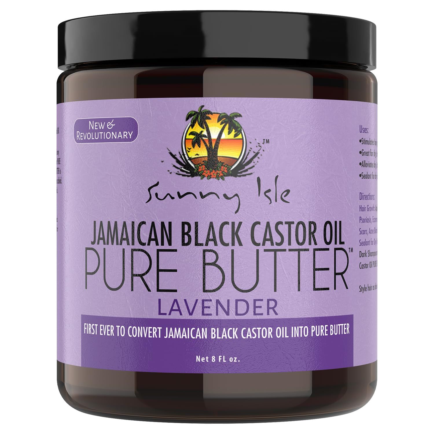 Sunny Isle Lavender Jamaican Black Castor Oil Pure Butter 8oz Promotes Hair Growth Effective Moisturizer Hair Skin All Types Textures