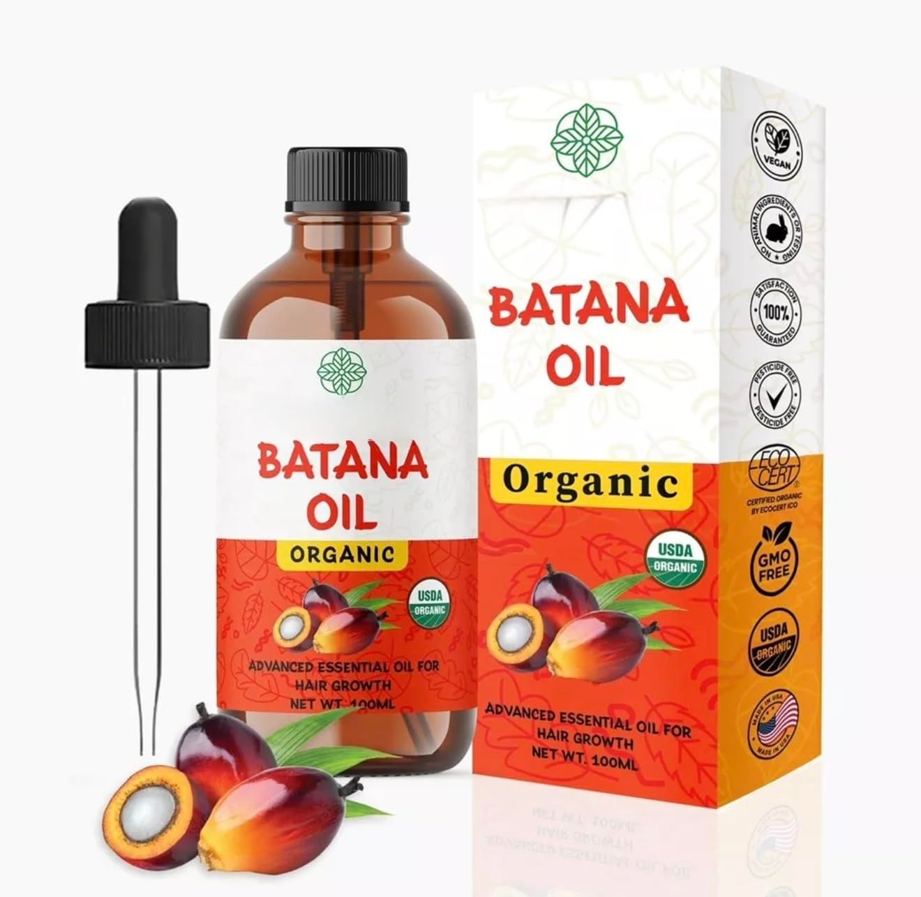 Organic Raw Batana Oil 100ML Premium Hair Growth Oil for Thicker, Stronger Hair - 100 Pure Natural - Rich in Vitamin E Omega-3 Dr. Sebi (Honduran Herbalist)