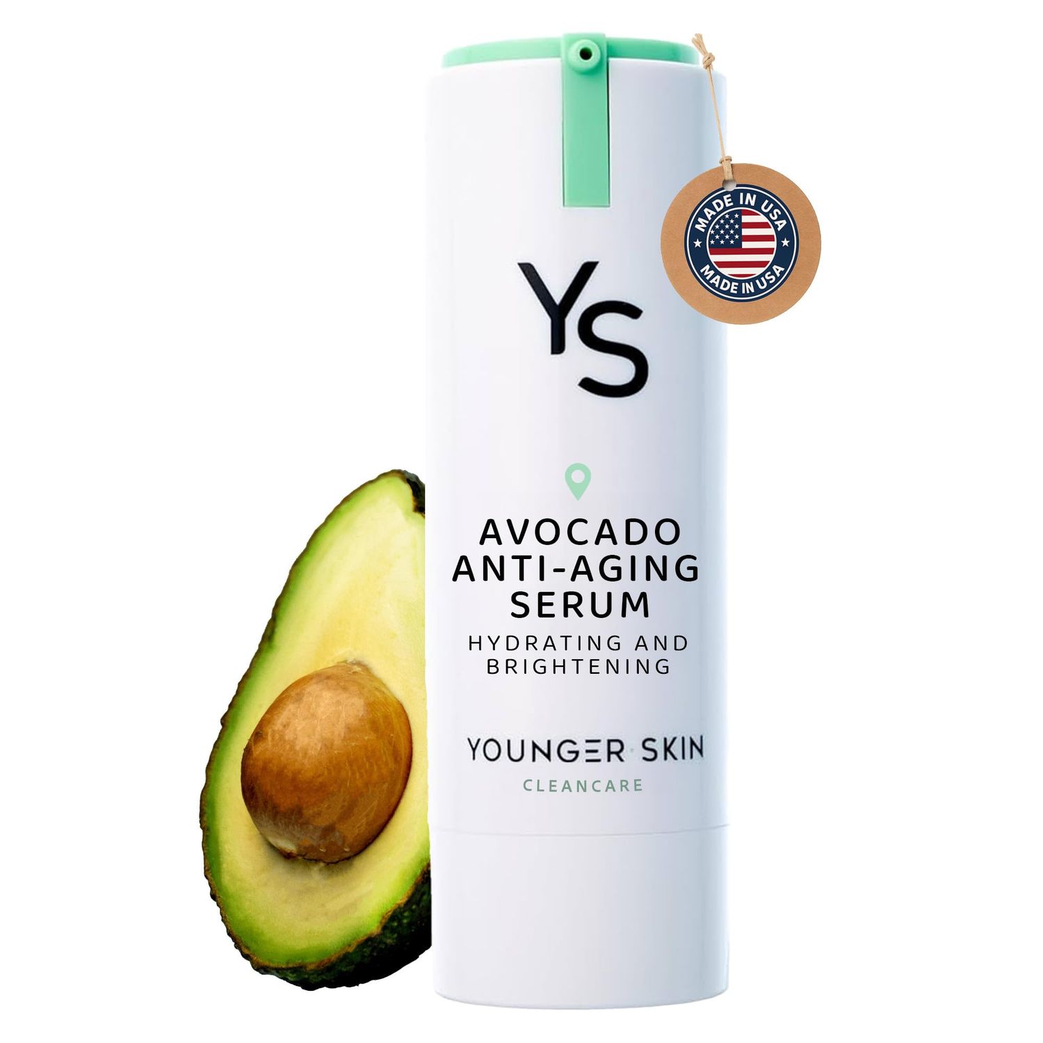 Younger Skin Avocado Anti-Aging Serum - Hydrating, Brightening, Wrinkle Reducer, Facial Skincare - Organic Avocado Oil, Vitamin C, Hyaluronic Acid, Niacinamide - 30ml