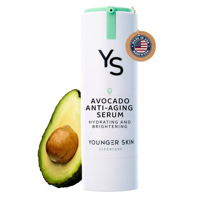 Younger Skin Avocado Anti-Aging Serum - Hydrating, Brightening, Wrinkle Reducer, Facial Skincare - Organic Avocado Oil, Vitamin C, Hyaluronic Acid, Niacinamide - 30ml