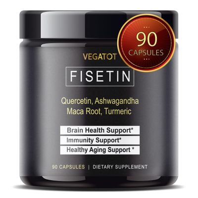 Fisetin High Purity 98 USA Made and Tested (Similar to Apigenin Luteolin Quercetin) with Quercetin Ashwagandha Maca Root Turmeric - Promote Healthy Aging, Energy, Immune Support