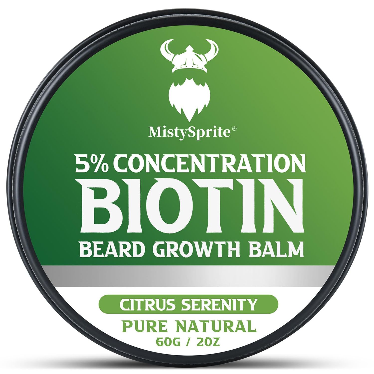5 Concentration Biotin Beard Balm for Men Conditioning Beard Wax - Made with Castor Oil Natural and Organic Ingredients - Hydrates Thickens Facial Hair Growth- 2 Ounce Tin (Citrus Serenity