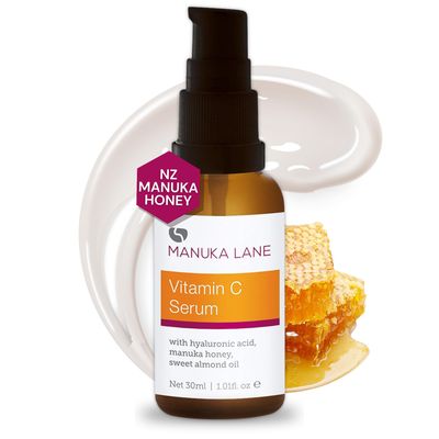 Vitamin C Serum for Face and Neck with Hyaluronic Acid, Manuka Honey Sweet Almond Oil Plant Based Formula Carefully formulated to keep your skin young and healthy!