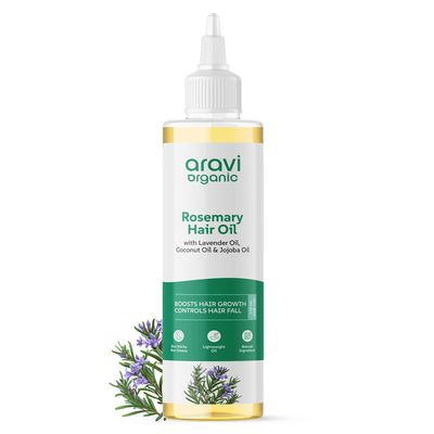 Aravi Organic Rosemary Lavender Hair Oil For Healthy Hair, Scalp, Hair Roots - 100 Pure Natural - For Hair Growth Hair Fall Control- 6.7 FL Oz 200 ml