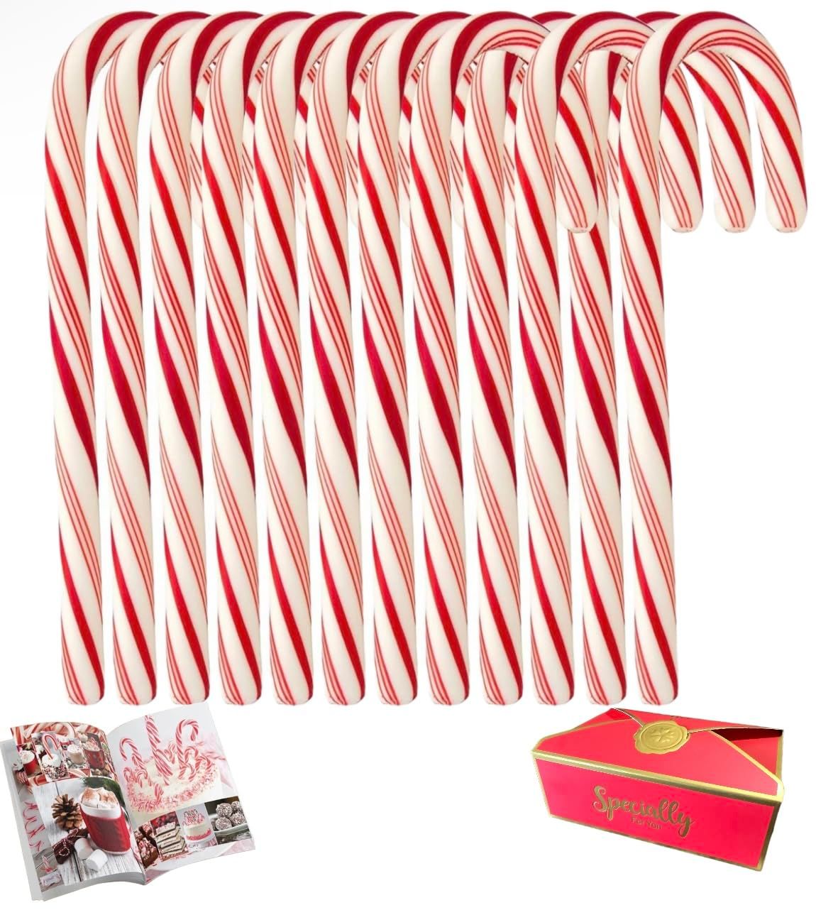 Candy Cane Peppermint Flavored 120 Pieces Individually Wrapped Bonus MajuuConnect Candy box Specially for you Included. (120 Pcs Red White)