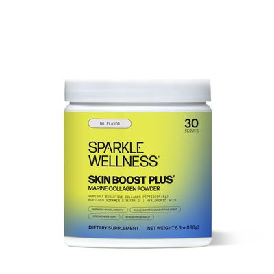 Sparkle Wellness Marine Skin Boost Plus (No Flavor) 30-Serves Collagen Powder Supplement with Marine-derived VERISOL Bioactive Hydrolyzed Collagen Peptides, Vitamin C Hyaluronic Acid