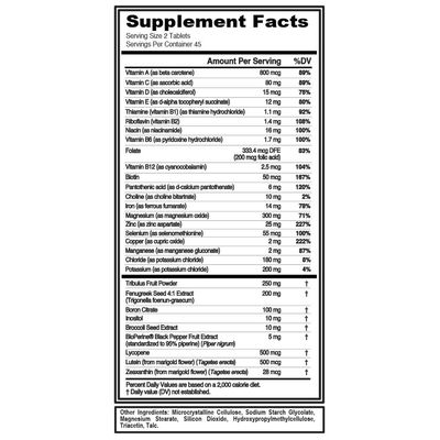 Evlution Nutrition VitaTest - Vitamins Testosterone Support - Key Vitamin Mineral Support - Mens Daily Nutrient Testosterone Support - Bone, Eye Immune Support - 45 Servings - 90 Tablets