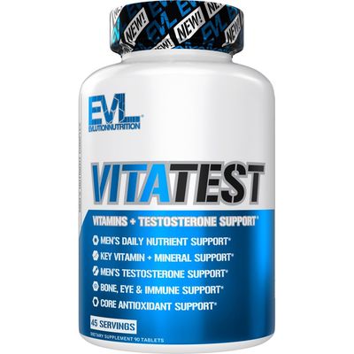 Evlution Nutrition VitaTest - Vitamins Testosterone Support - Key Vitamin Mineral Support - Mens Daily Nutrient Testosterone Support - Bone, Eye Immune Support - 45 Servings - 90 Tablets