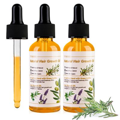 Natural Hair Growth Oil with Rosemary for Thin, Dry, and Damaged Hair - Organic Hair Oil for Growth and Nourishment for Women and Men (2PCS)