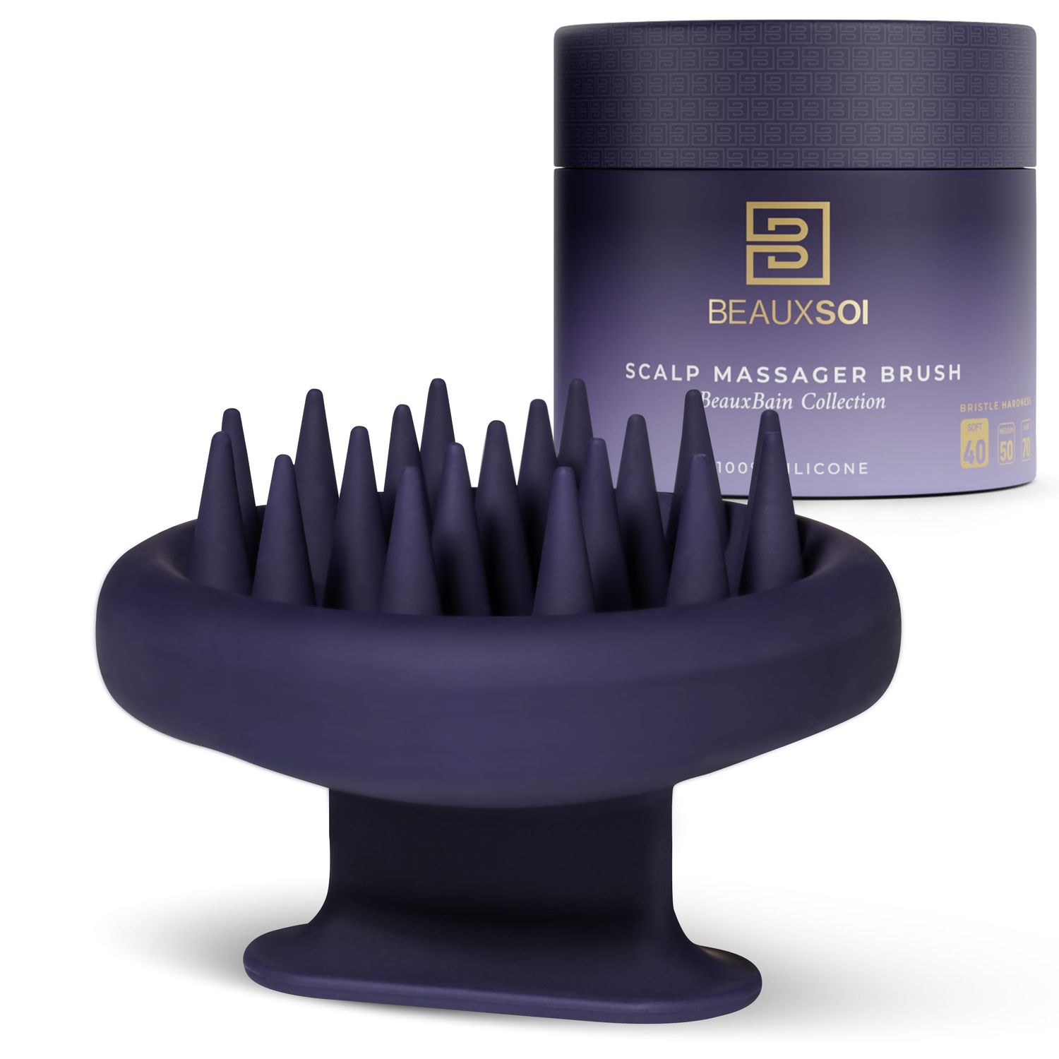 BEAUXSOI Silicone Shampoo Brush Scalp Exfoliator - Hair Massager for Growth, Scalp Scrubber Dandruff Brush (Soft)