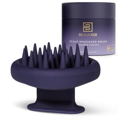BEAUXSOI Silicone Shampoo Brush Scalp Exfoliator - Hair Massager for Growth, Scalp Scrubber Dandruff Brush (Soft)