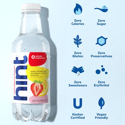 Hint Water Red Variety Pack, 3 Bottles Each of: Peach, Raspberry, Watermelon, and Strawberry Lemon, Zero Calories, Zero Sugar and Zero Sweeteners, 16 Fl Oz (Pack of 12)