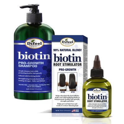 Difeel Biotin 2-PC Cleanse and Treat Hair Growth Collection - Includes 12oz Shampoo 2.5oz Biotin Root Stimulator Treatment