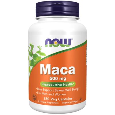 NOW Foods Supplements, Maca (Lepidium meyenii) 500 mg, For Men and Women, Reproductive Health, 250 Veg Capsules