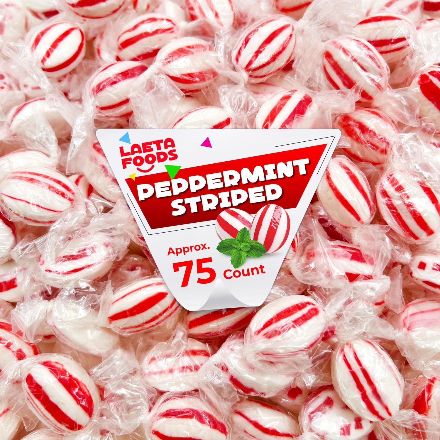 Peppermint Drops Hard Candy 1 Pound Bag - Approx. 75 Count Individually Wrapped Refreshing Mints