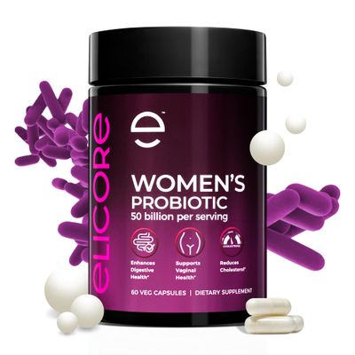 ELICORE Probiotics for Women 50 Billion CFU - Lactobacillus for Digestive Vaginal Health - Non-GMO, Gluten-Free Blend with MAKTREK Bi-Pass Technology - Vaginal Probiotics - 60 Veg Capsules