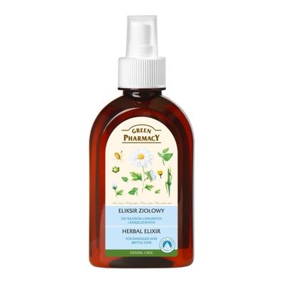 Herbal Elixir with Chamomile Wheat-Germ for Damaged, Brittle and Colour-Treated Hair - No Rinse Spray - Strengthens, Nourishes, Rebuilds - 250ml by Green Pharmacy Cosmetics