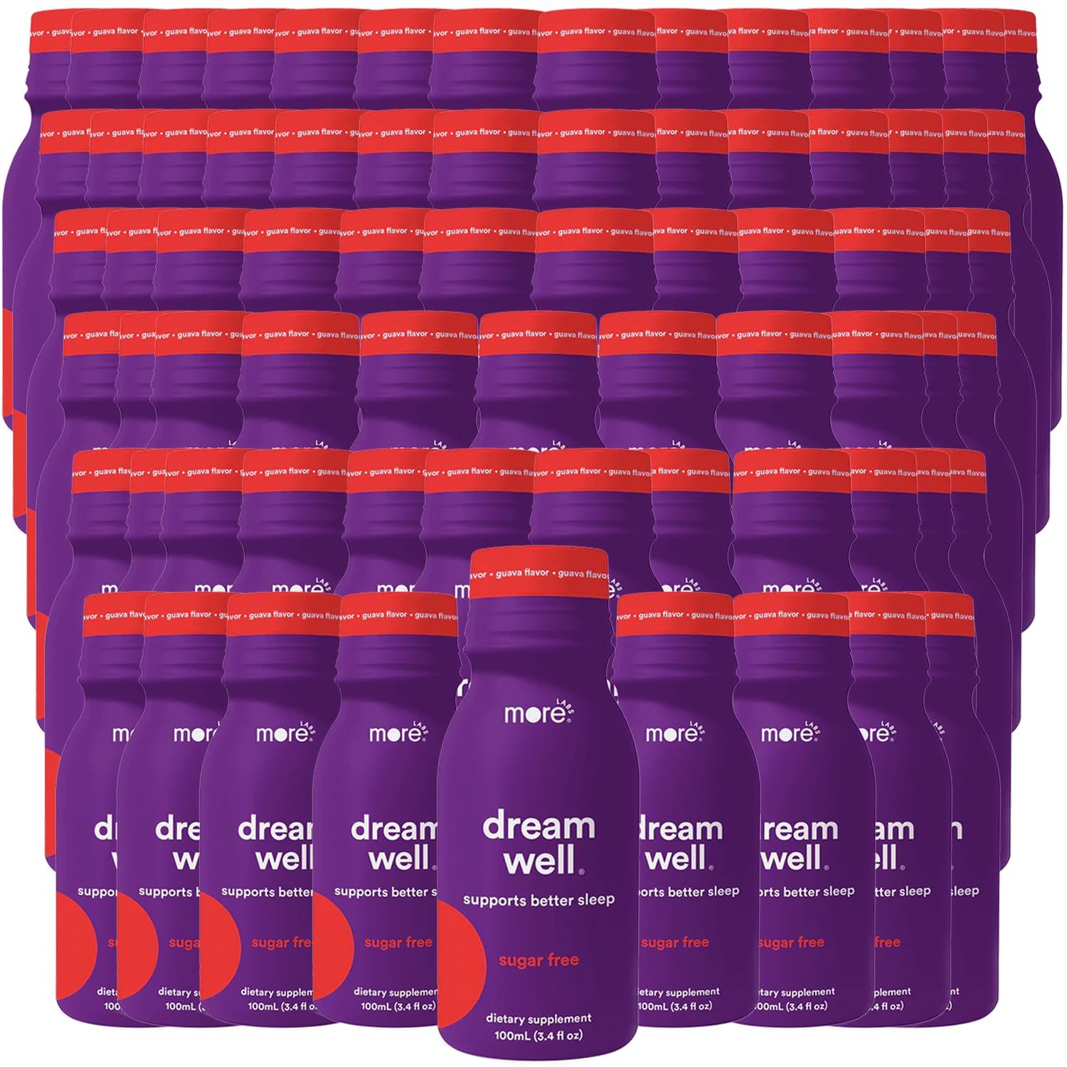 More Labs Dream Well Holistic Sleep Shot Drink 72 Pack Non-Habit Forming Lemon Balm, Melatonin and Glycine Sleep Support Solution