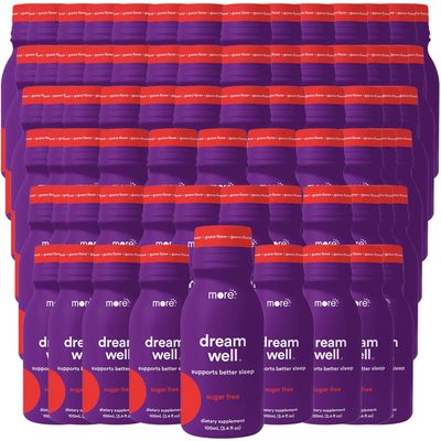 More Labs Dream Well Holistic Sleep Shot Drink 72 Pack Non-Habit Forming Lemon Balm, Melatonin and Glycine Sleep Support Solution