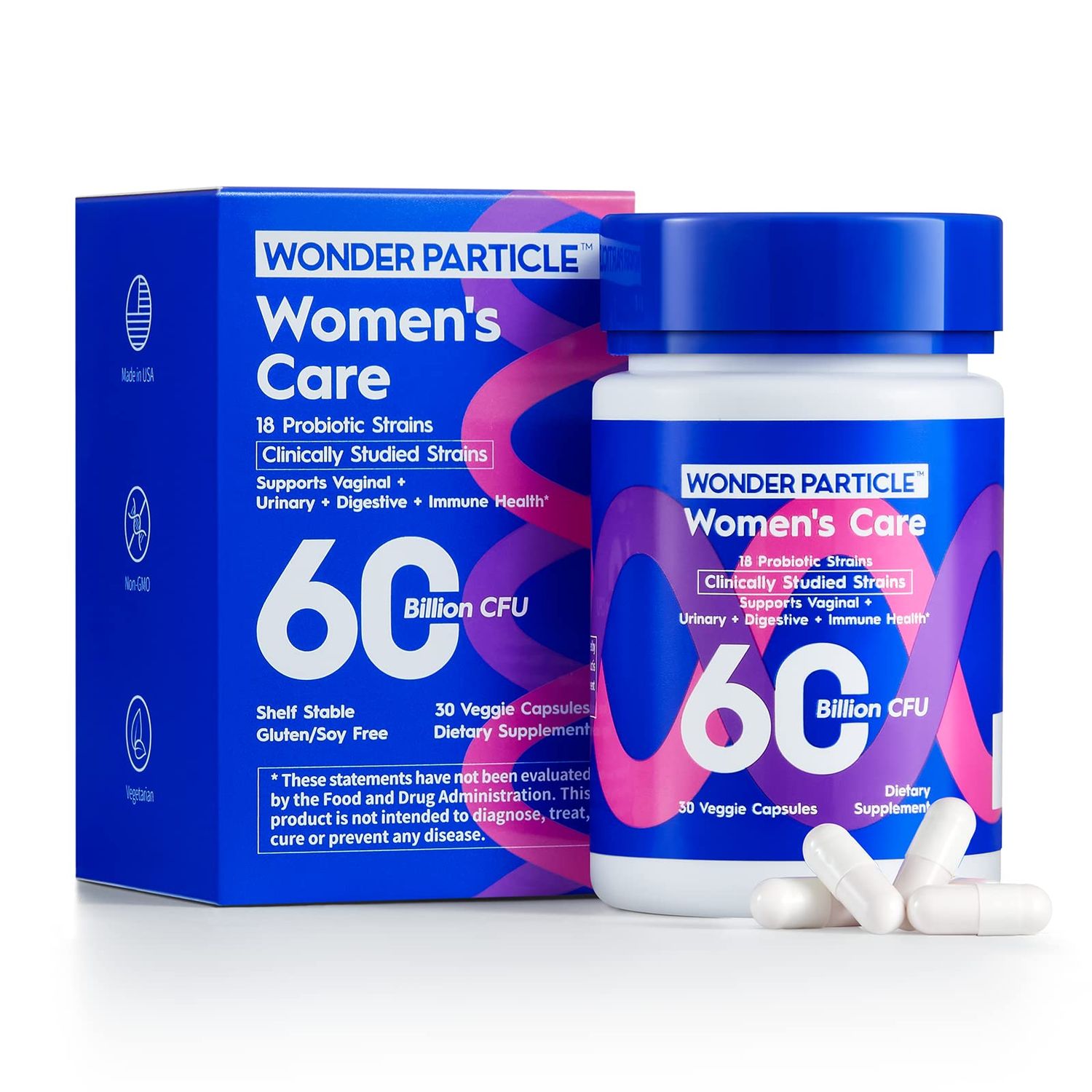 Probiotics for Women with Prebiotics and Cranberry, 60 Billion CFU, 18 Strains, Womens Daily Probiotic, for Digestive Vaginal UTI Health, Non-GMO, No SoyGluten, 30ct