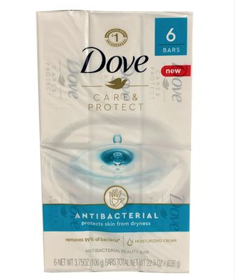 Dove Care Protect Beauty Bar, 6 Bars, 3.75 oz each, Moisturizing Cream