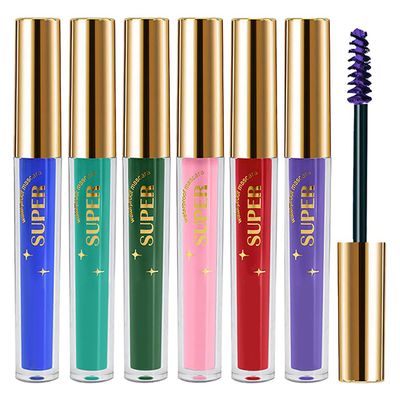 Waterproof 6PCS Colorful Voluminous Mascara Set - Lengthening, Defining, Curling, Multiplying Formula (Cruelty-Free)-Blue Purple Pink Green Red Teal Colored Mascara Eyelash Makeup Pack, Festival Gift