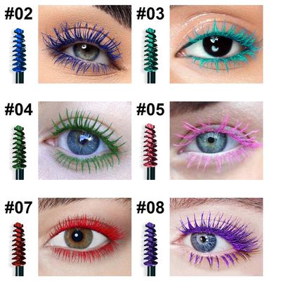 Waterproof 6PCS Colorful Voluminous Mascara Set - Lengthening, Defining, Curling, Multiplying Formula (Cruelty-Free)-Blue Purple Pink Green Red Teal Colored Mascara Eyelash Makeup Pack, Festival Gift