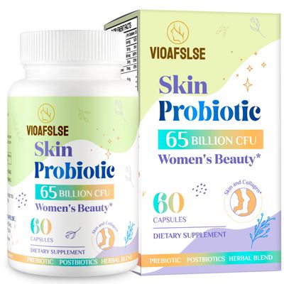 Beauty Probiotics for Women, Collagen Boost with 3-in-1 Complete Prebiotics, Postbiotics Probiotics for Hair, Skin, Nails Vaginal Health - 65 Billion CFU, Ceramides, Resveratrol CoQ10, 60 Caps