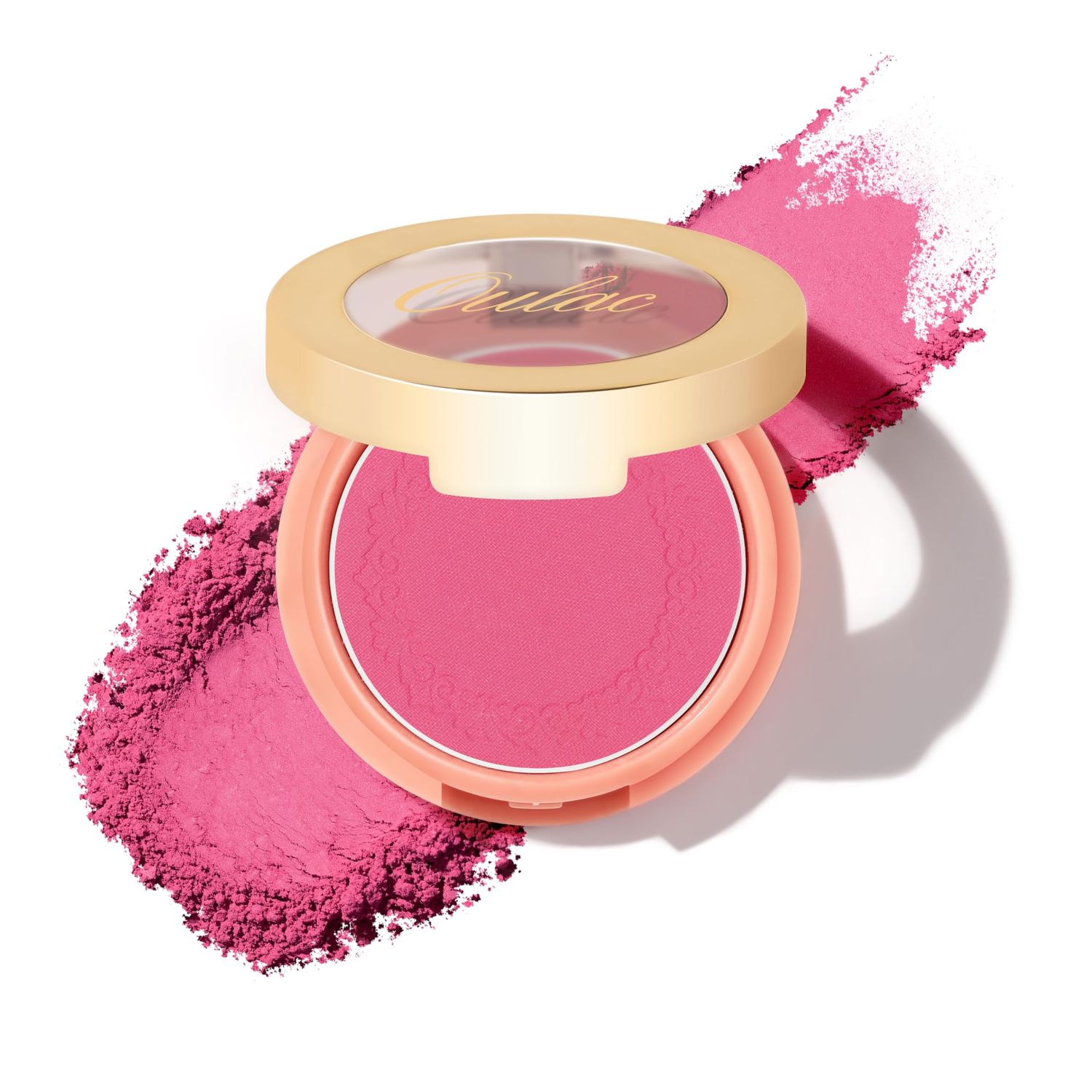 Oulac Hot Pink Blush Makeup Highly Pigmented Powder Blush Natural Matte Shape Highlight Face Cruelty-Free Blush with Rose Oil 06 Dance with me 4.8g