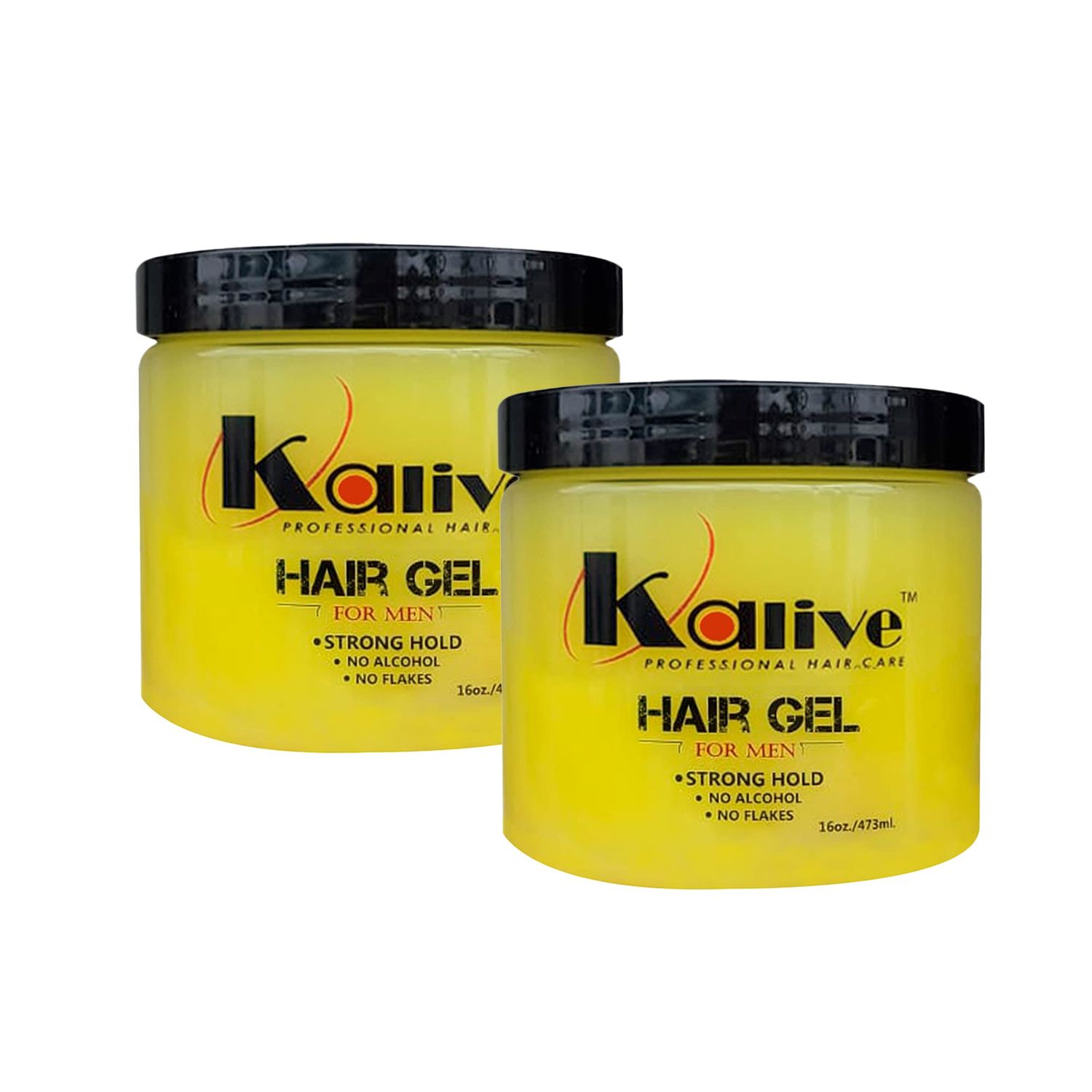 KALIVE Men&#39;s Hair Styling Gel 16 oz, (2-pack), Strong-Hold and Light Shine all day, Mens Hair Product fresh scent No Flaking or Alcohol