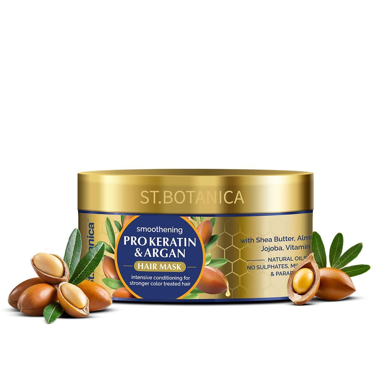 StBotanica Pro Keratin Argan Oil Hair Mask, Intensive Conditioning For Dry, Damaged, Color Treated Hair, Natural, 200 ml