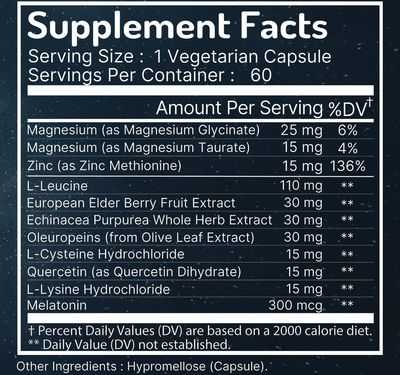 Zen Haus Respiratory and Immune Supplement - Elderberry with Zinc, Quercetin, Magnesium GlycinateTaurate, Echinacea, Olive Leaf Extract, Lysine, Leucine, Cystein, Melatonin (60 Capsules)