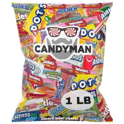 CANDYMAN Assorted Candy Variety Pack 1lb of Candies Stuffers, Easter Basket Stuffers, Bulk Candy for Party Favors Goodie Bags for Birthday Party, Candies in Bulk Individually Wrapped