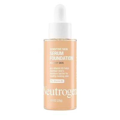Neutrogena Healthy Skin Sensitive Skin Serum Foundation with Pro-Vitamin B5, Color Correcting Pore Minimizing Liquid Foundation Face Serum, Buildable Coverage, LightMedium 02, 1 oz