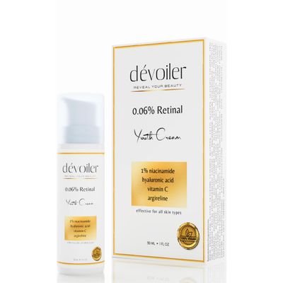0.06 Retinal Youth Cream 1.01fl.oz Retinal, Argireline, Niacinamide, Hyaluronic Acid, Ceramids and Vitamin C Complex Anti-Wrinkle Formula All Skin Types Suitable for Sensitive Skin