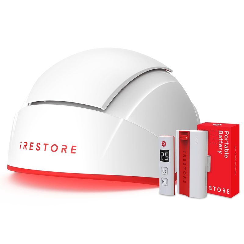iRestore Professional Rechargeable Battery Pack - Laser Red Light Therapy for Hair Growth - FDA Cleared Hair Loss, Thinning Treatment for Men Women - Hair Regrowth Cap - 282 Lasers LEDs