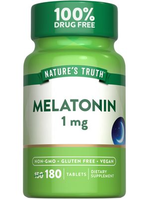 Nature&#39;s Truth Melatonin 1 mg 180 Tablets 100 Drug Free Vegan, Non-GMO and Gluten Free Supplement