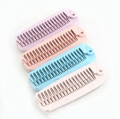 AKOAK 2 Pcs (Four Colors) Plastic Folding Travel Comb Handheld Hair Brush Double Head Massage Antistatic Brush Suitable for Thick, Thin Types
