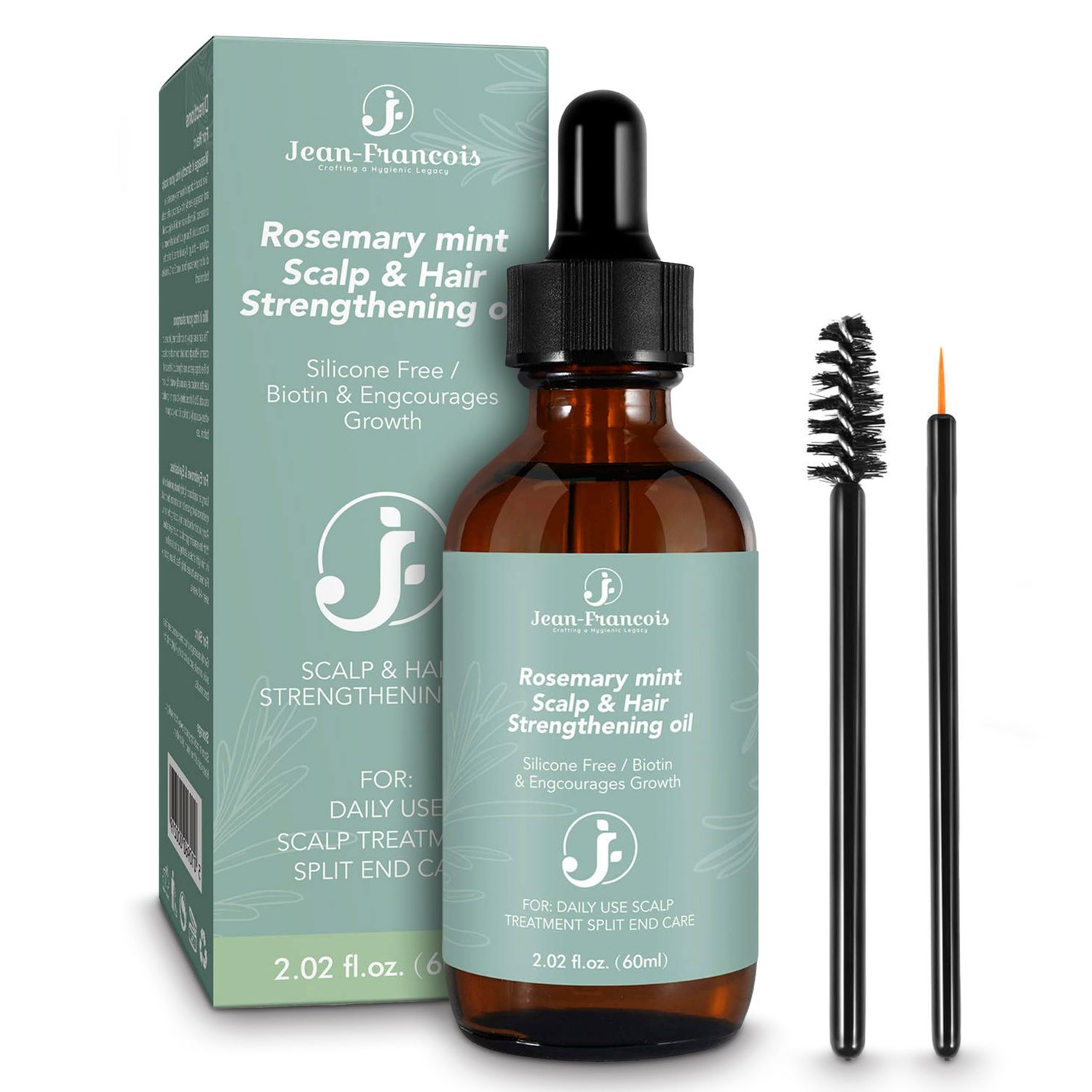 Jean-Francois Crafting A Hygienic Legacy - Rosemary Mint Scalp Hair Strengthening Oil. Nourishes and Stimilates Hair growth. 2 FL Oz.