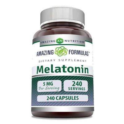 Amazing Formulas Melatonin Supplement 5 Mg Per Serving 240 Capsules Non-GMO Gluten Free Made in USA