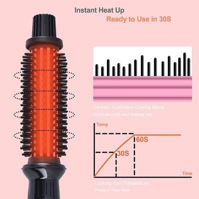 LOVANI Curling Iron Brush,Hair Curling Wand with 1 Inch Ceramic Tourmaline Ionic Barrel,Dual Voltage Instant Heat Up Travel Hair Curler