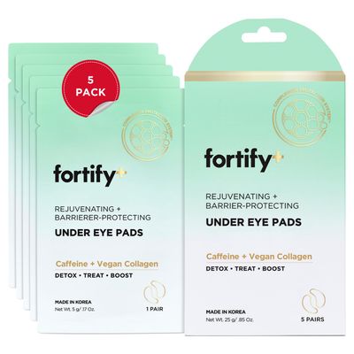 Fortify 9-in-1 Korean Under Eye Pads with Zeolite - Anti Dark Circles Puffy Eyes Treatment, Dermatologist Tested - 5 Pairs (1 Pack)