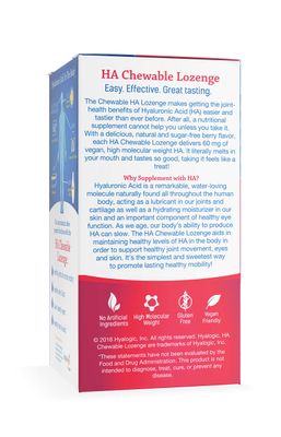 Hyalogic Hyaluronic Acid Chewables 60 Count - Great Tasting Berry Flavored (120mg per 2 Tablets) - Defy Aging Naturally - Sugar Free HA Supplement for Skincare Eye Health