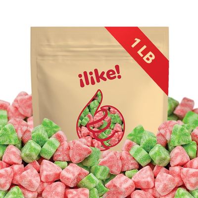 Sour Watermelon Candy 1 Pound Pack Sugar Coated Gummy Candy Fruit Snacks Juicy Watermelon Slices Sweet and Tangy Flavor Gummies