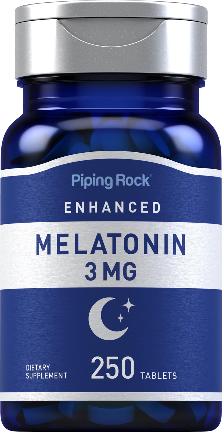 Piping Rock Melatonin 3mg 250 Tablets Adult Support Supplement for Men and Women Vegetarian, Non-GMO, Gluten Free