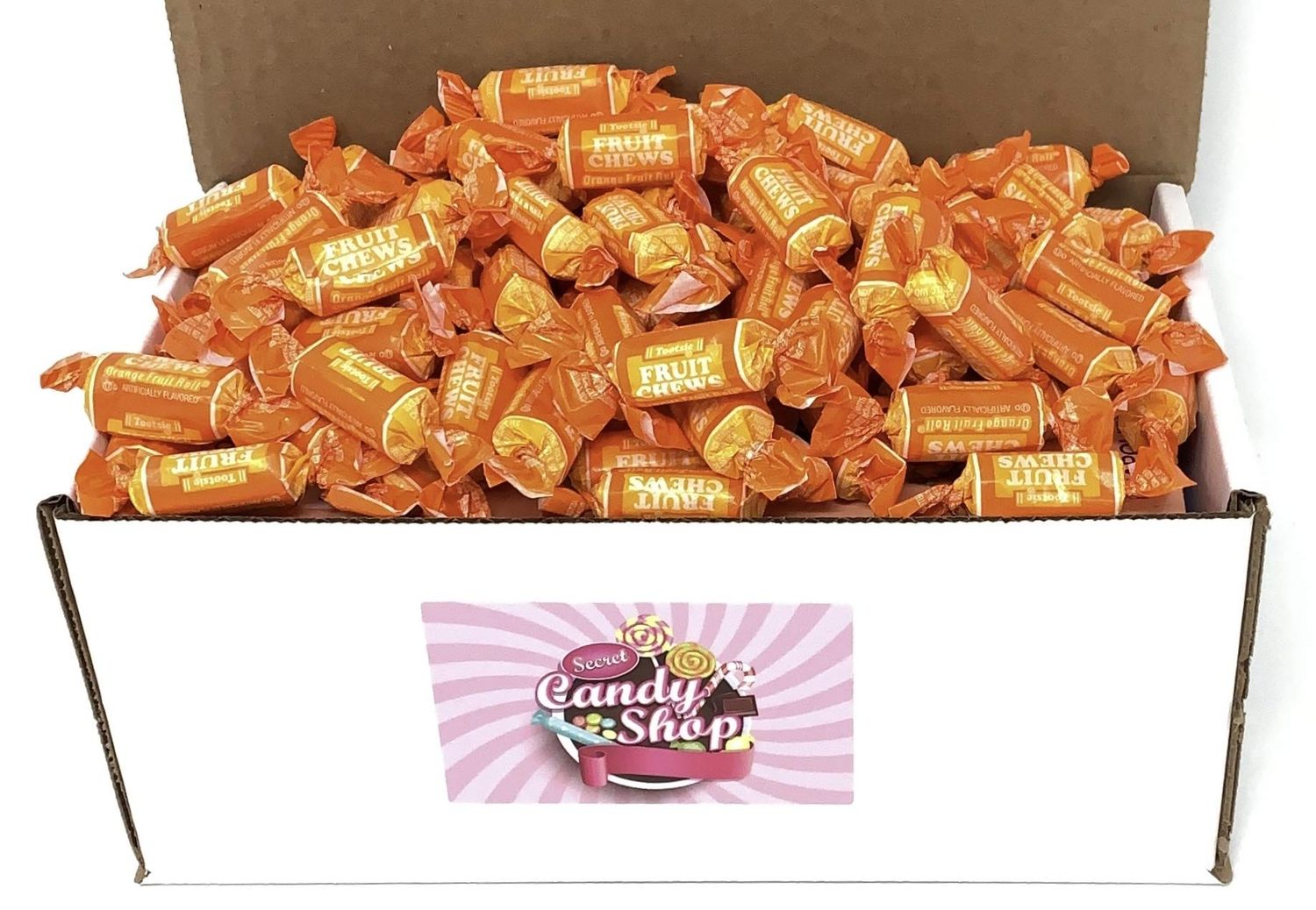 SECRET CANDY SHOP Tootsie Fruit Chews Candy in Box, 2lb (Individually Wrapped) (Orange)