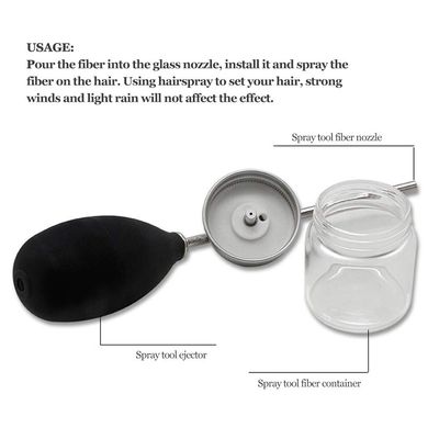 Hair Spray Applicator Hair Fibers Pump Applicator Even Applicator with Rubber Pump Glass Bottle for Hair Thickening Hair Spray Powder Hair Growth Powder Home Care(2)