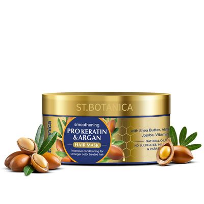 StBotanica Pro Keratin Argan Oil Hair Mask, Intensive Conditioning For Dry, Damaged, Color Treated Hair, Natural, 200 ml
