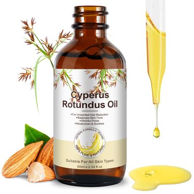 Cyperus Rotundus Oil, Natural Cyperus Rotundus Oil for Hair Removal, Reducing Body Hair Growth, Moisturizing Soothing Skin, Ideal for Men Women (60ml)